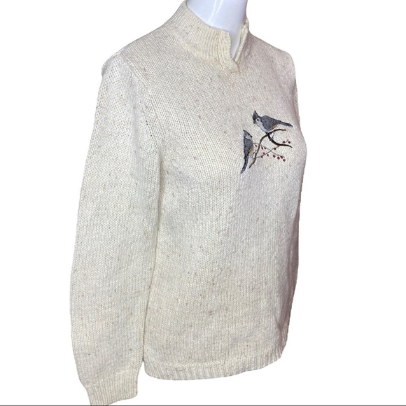 Woolrich Sweater Bird Motif Deep Ecru Heather Size XSP - Picture 3 of 10